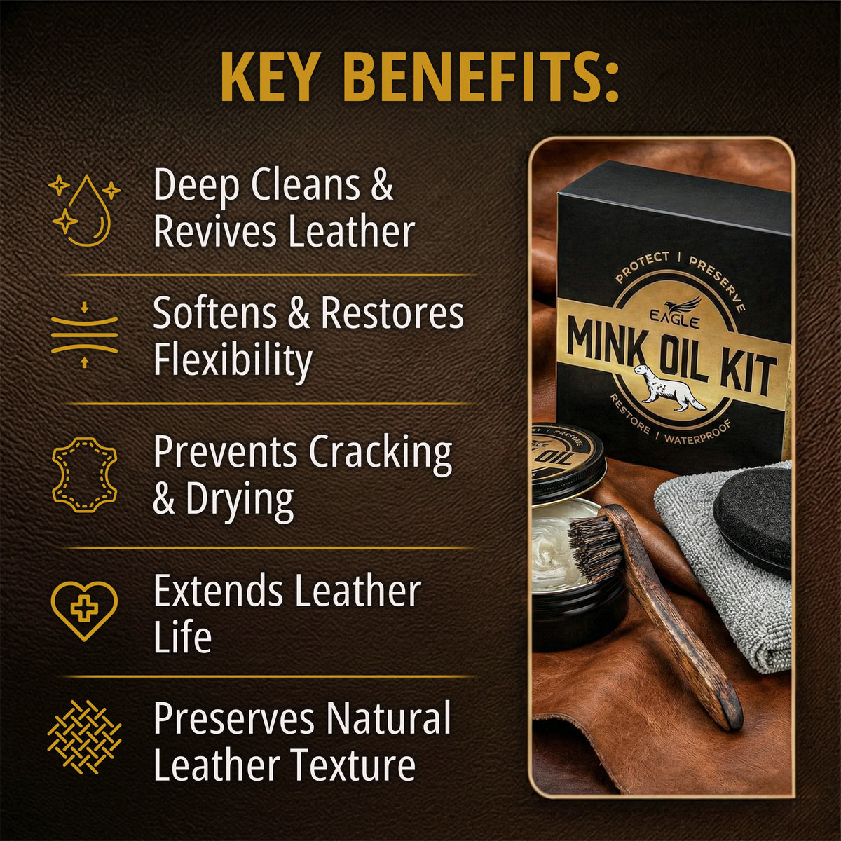 Eagle 4-in-1 Mink Oil Leather Conditioner Kit