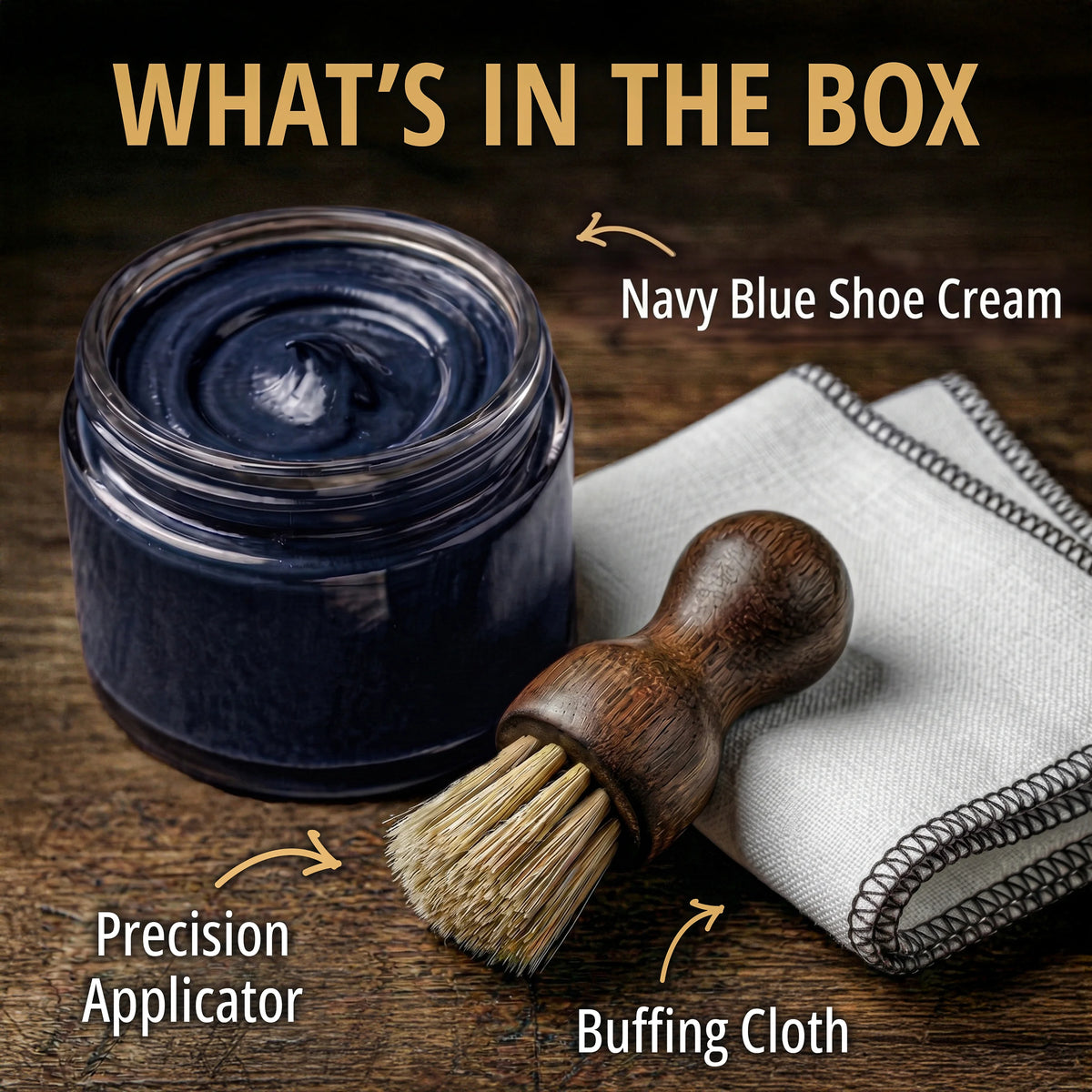 Eagle 3 Piece Shoe Cream Polish Kit - Navy Blue