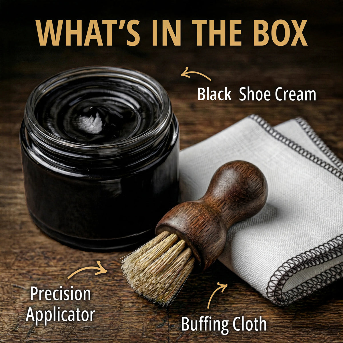 Eagle 3 Piece Shoe Cream Polish Kit - Black
