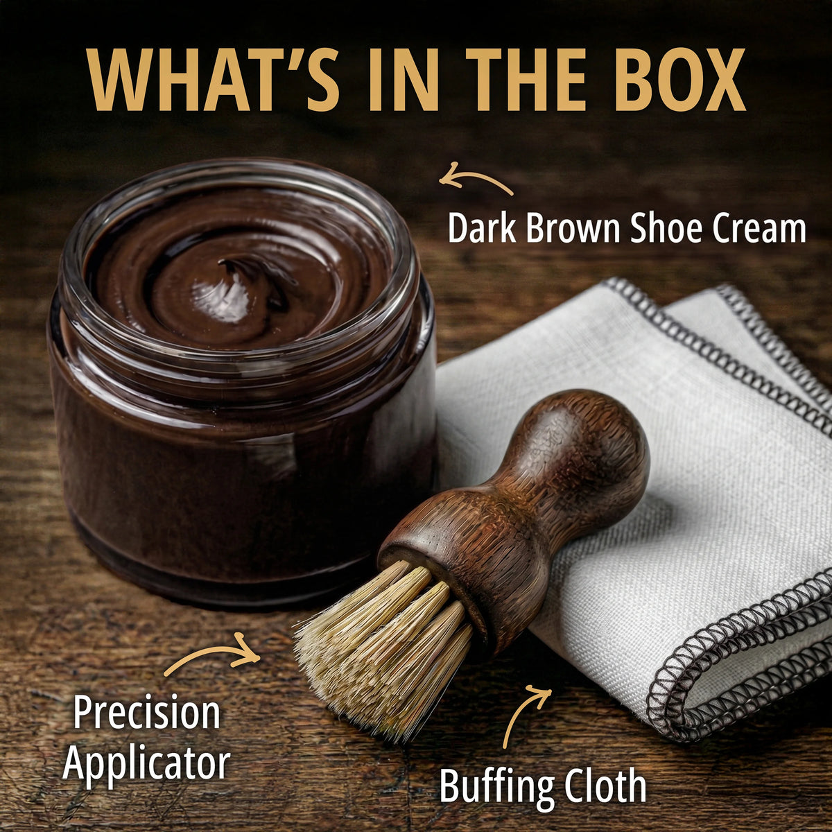 Eagle 3 Piece Shoe Cream Polish Kit - Dark Brown