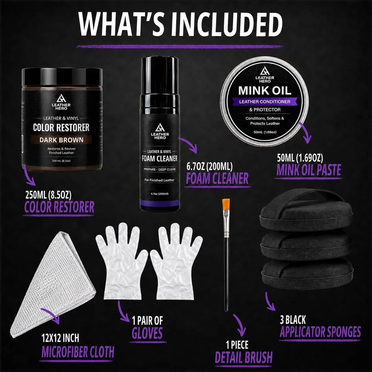 Leather Hero Color Restoration Kit — Dark Brown