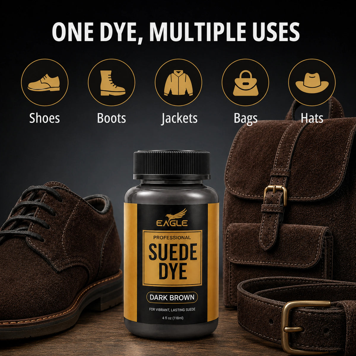 Eagle Suede Color Restorer with Built-in Applicator - Dark Brown