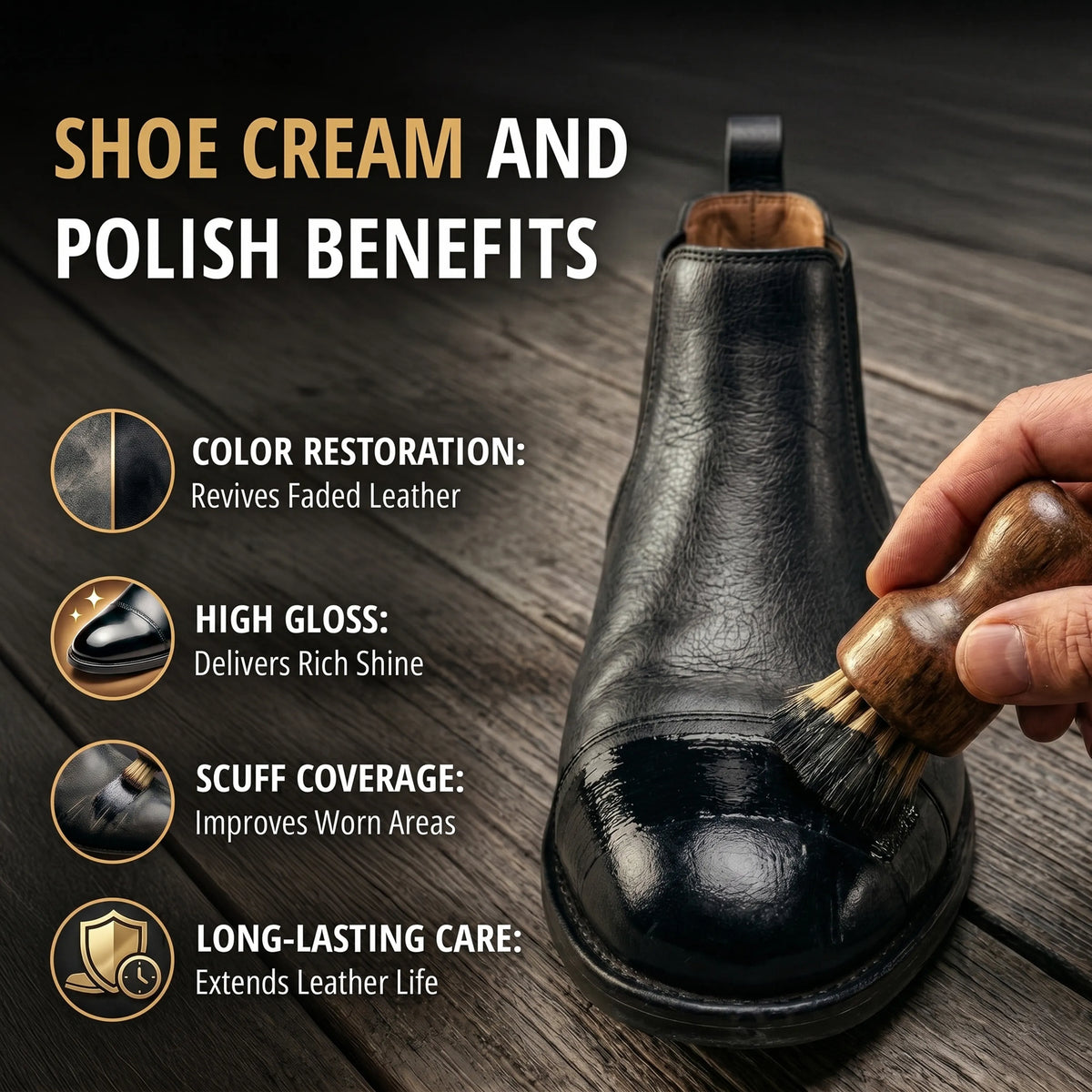 Eagle 3 Piece Shoe Cream Polish Kit - Black