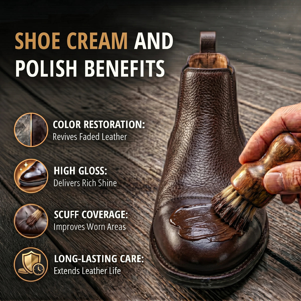 Eagle 3 Piece Shoe Cream Polish Kit - Dark Brown