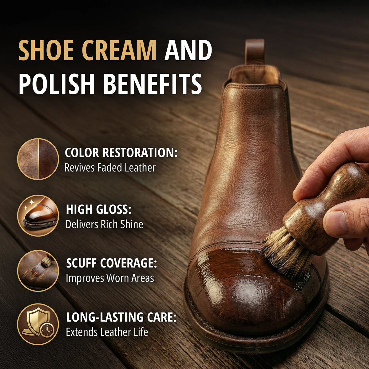 Eagle 3 Piece Shoe Cream Polish Kit - Brown
