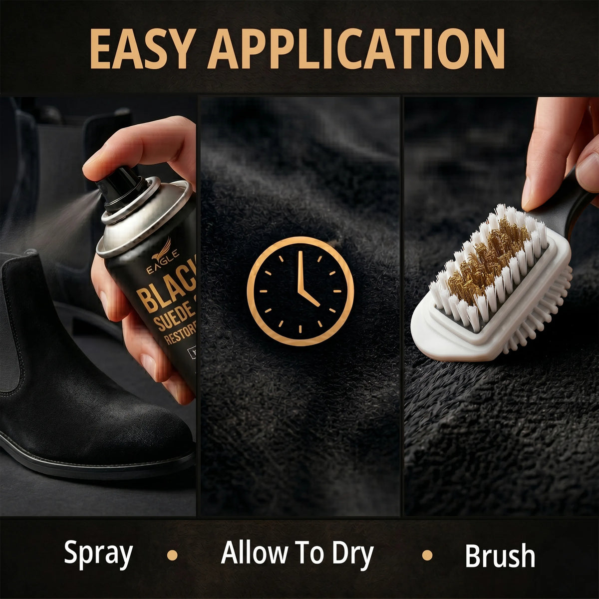 Eagle Suede Renew Color Restorer Spray Kit - Black 250mL