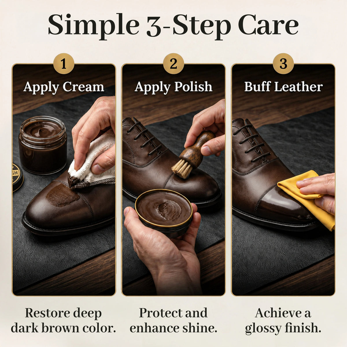 Eagle 5-Piece Shoe Shine Kit - Dark Brown