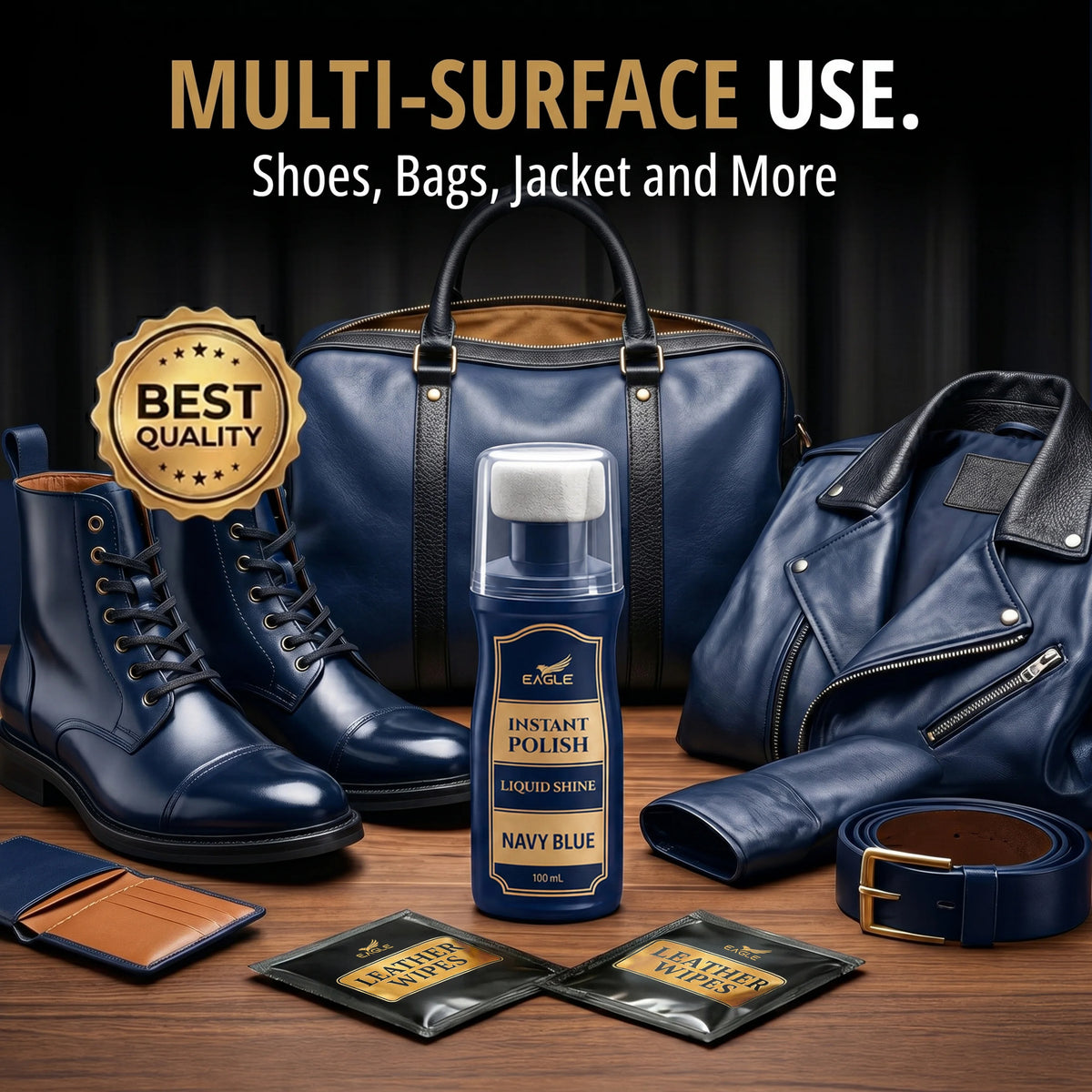 Eagle Instant Liquid Shine Polish Kit - Navy Blue