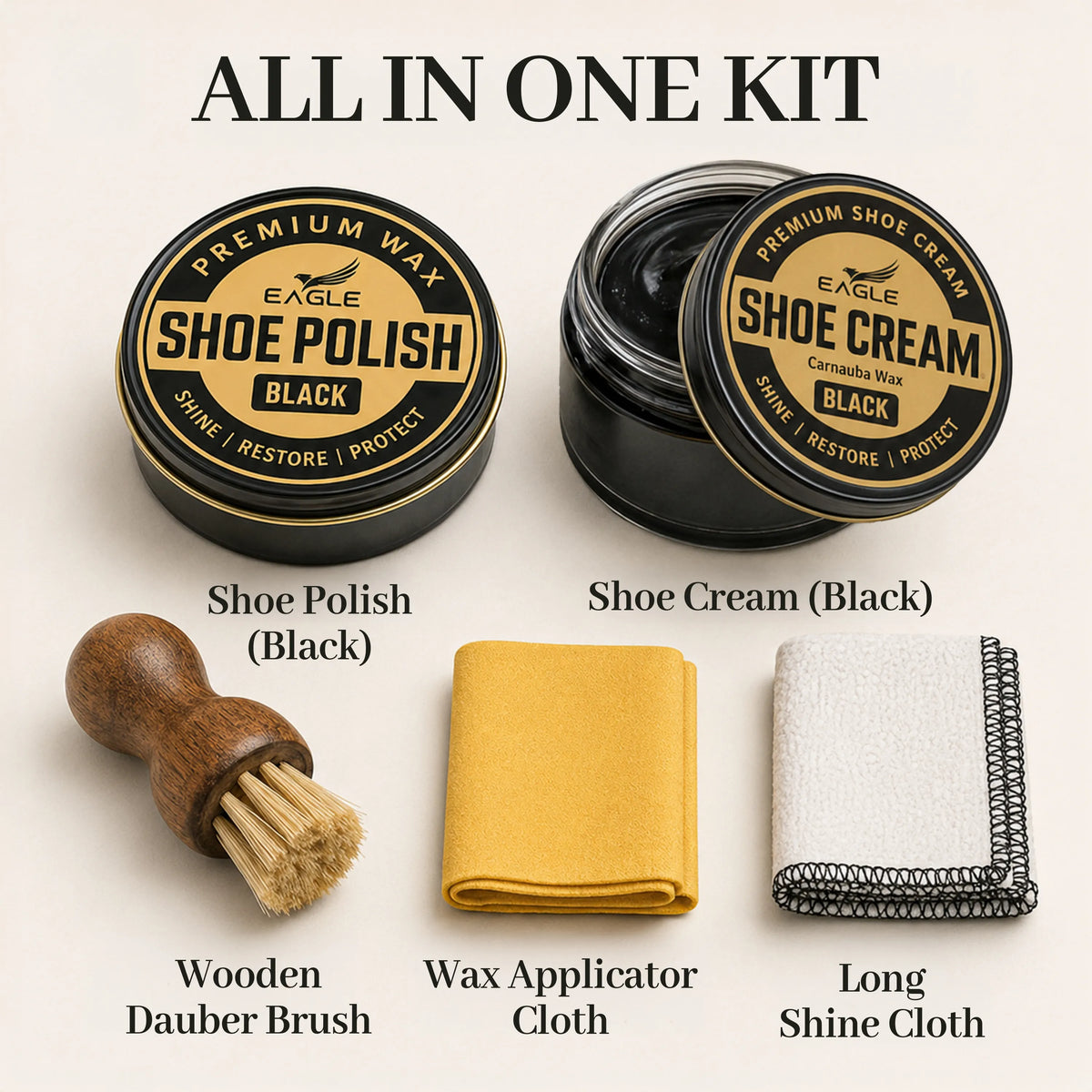 Eagle 5-Piece Shoe Shine Kit - Black