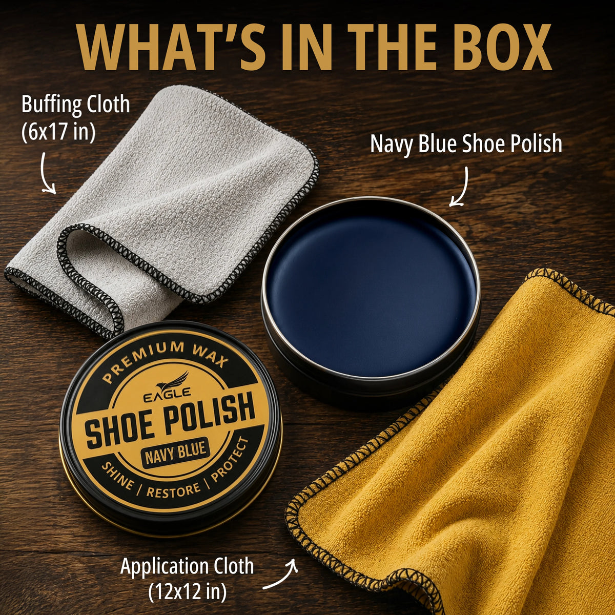 Eagle 3-Piece Shoe Polish Kit - Navy Blue