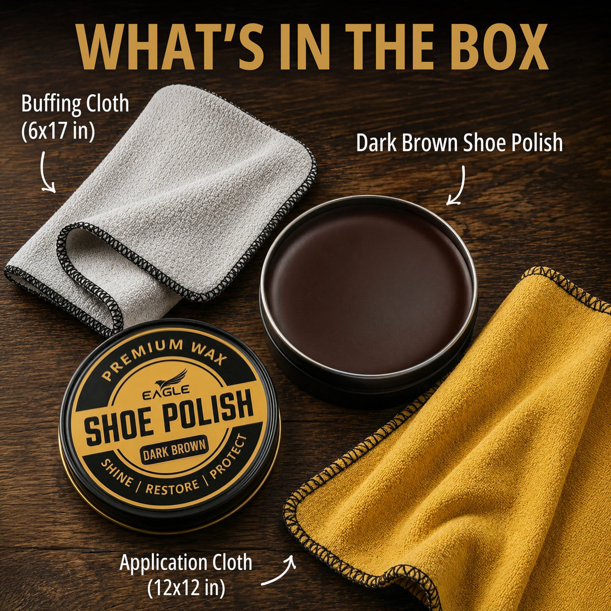Eagle 3-Piece Shoe Polish Kit - Dark Brown