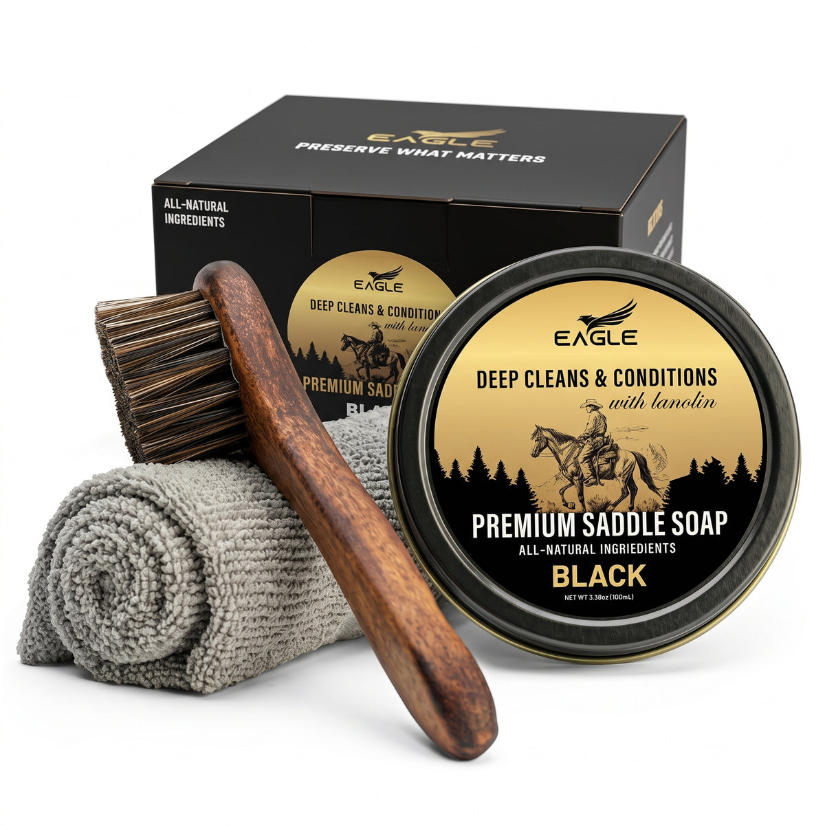 Eagle 3-Piece Saddle Soap Kit - Black