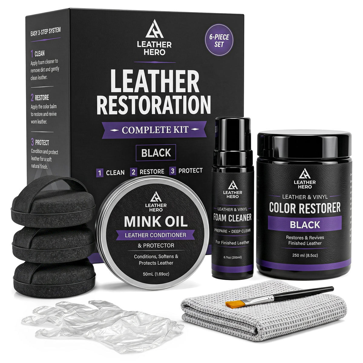 Leather Hero Color Restoration Kit — Black