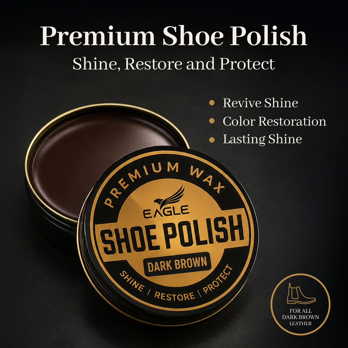 Eagle 5-Piece Shoe Shine Kit - Dark Brown