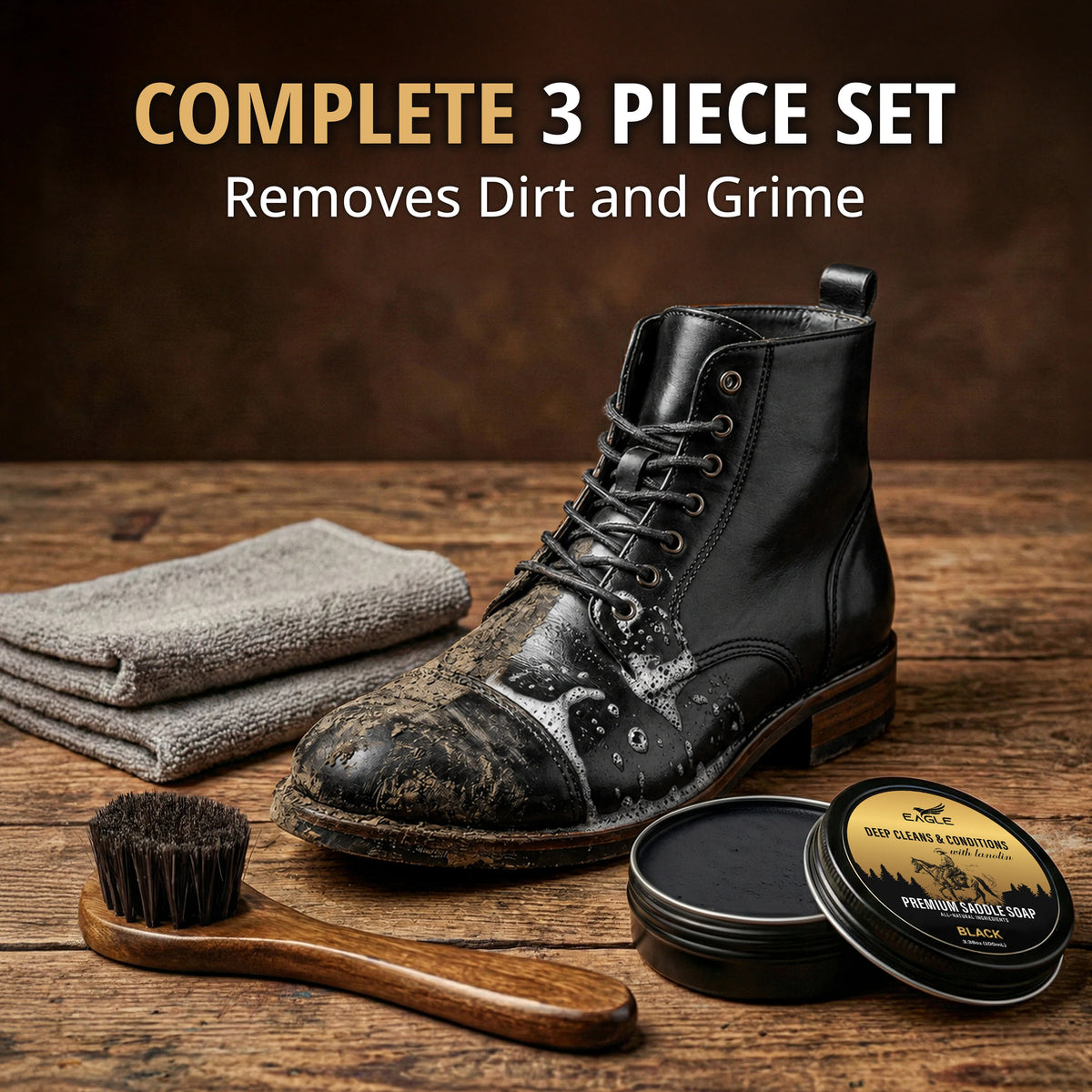 Eagle 3-Piece Saddle Soap Kit - Black