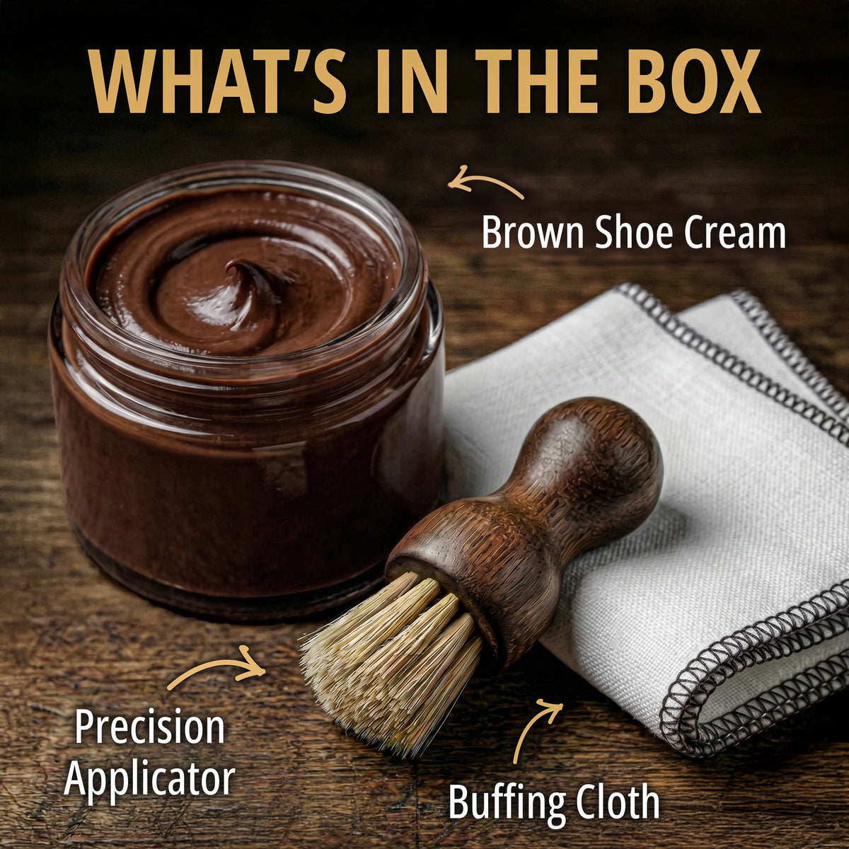 Eagle 3 Piece Shoe Cream Polish Kit - Brown