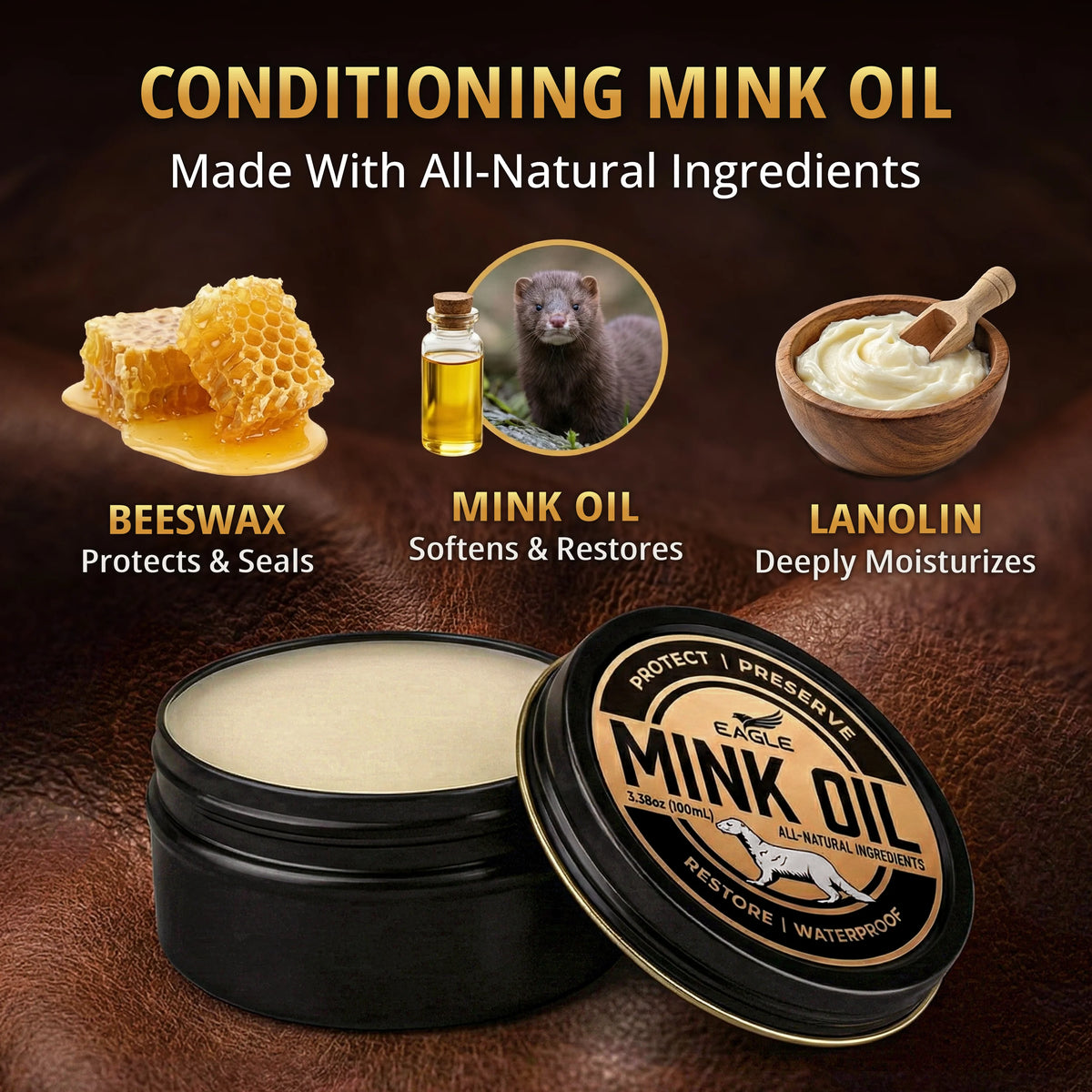 Eagle 4-in-1 Mink Oil Leather Conditioner Kit