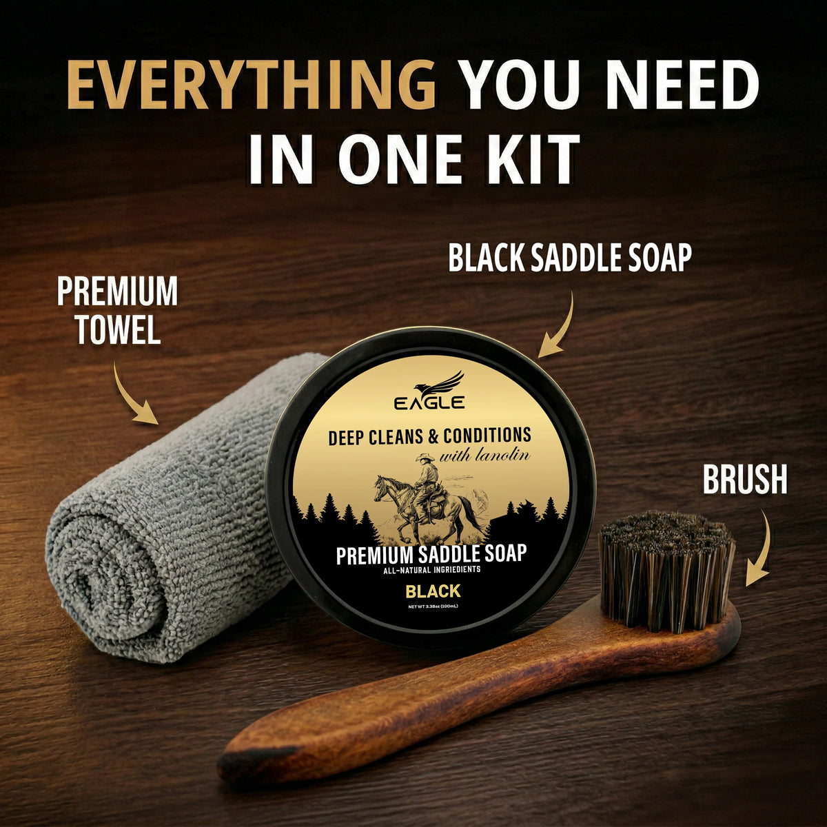 Eagle 3-Piece Saddle Soap Kit - Black