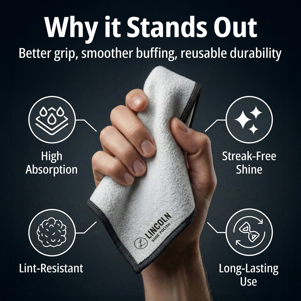 Lincoln Shoe Shine Cloths - 4-Pack
