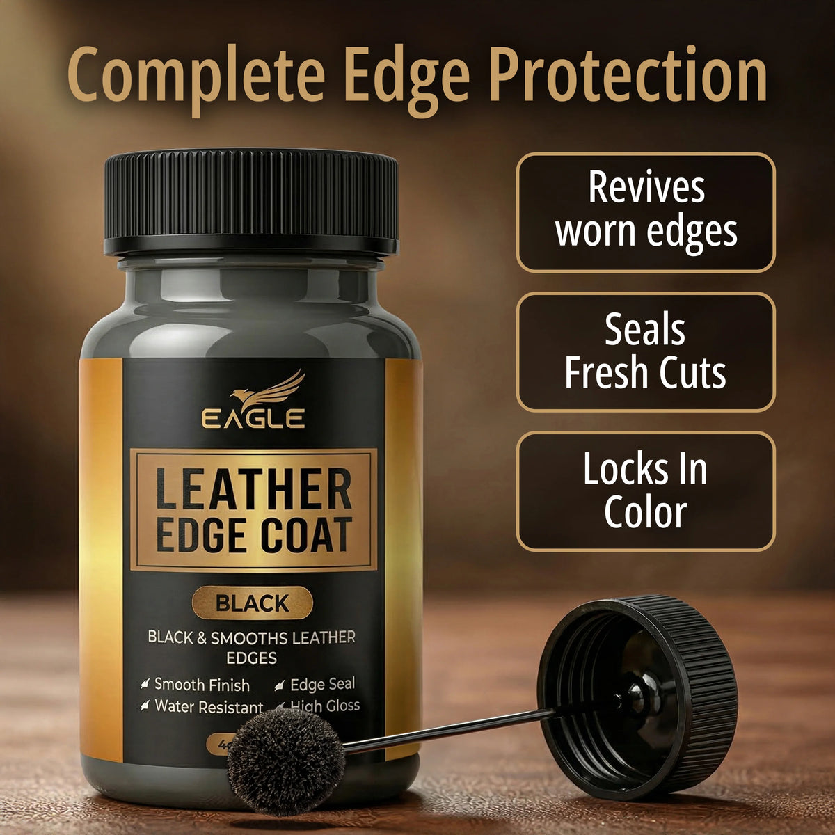 Eagle Black Leather Edge Coat