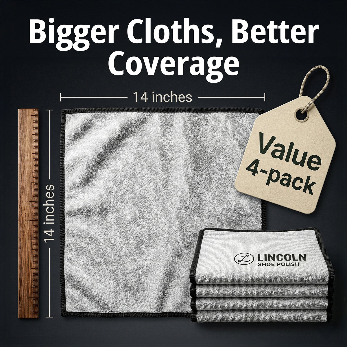 Lincoln Shoe Shine Cloths - 4-Pack