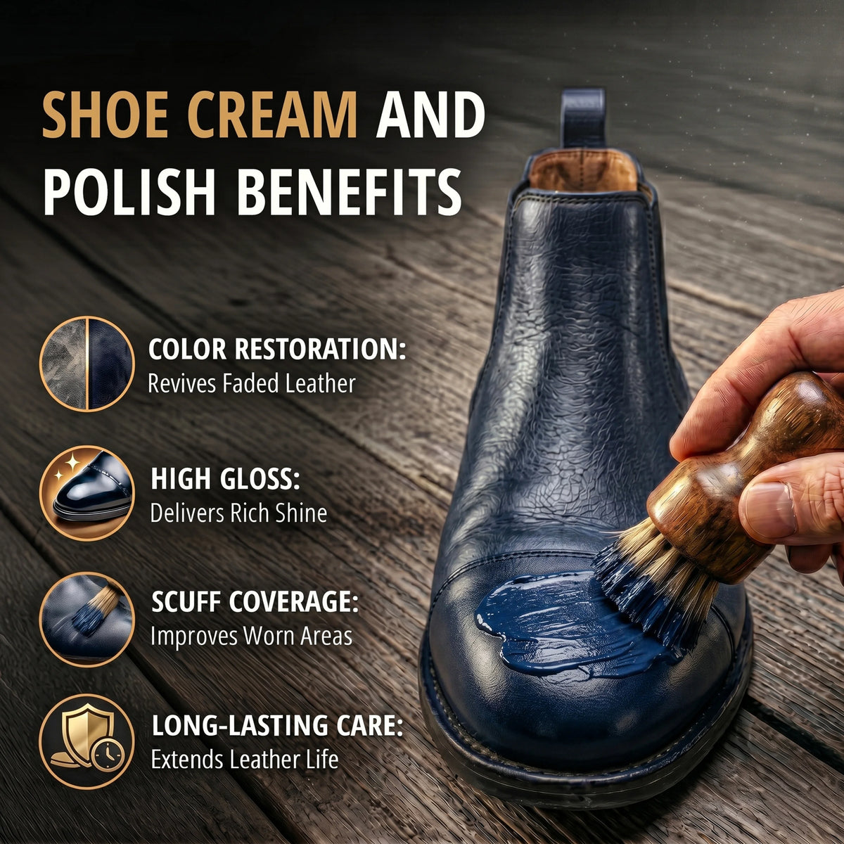 Eagle 3 Piece Shoe Cream Polish Kit - Navy Blue
