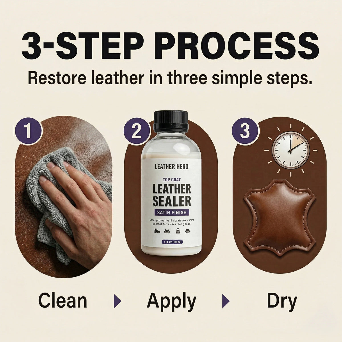 Leather Hero Top Coat Leather Sealant — Satin Finish