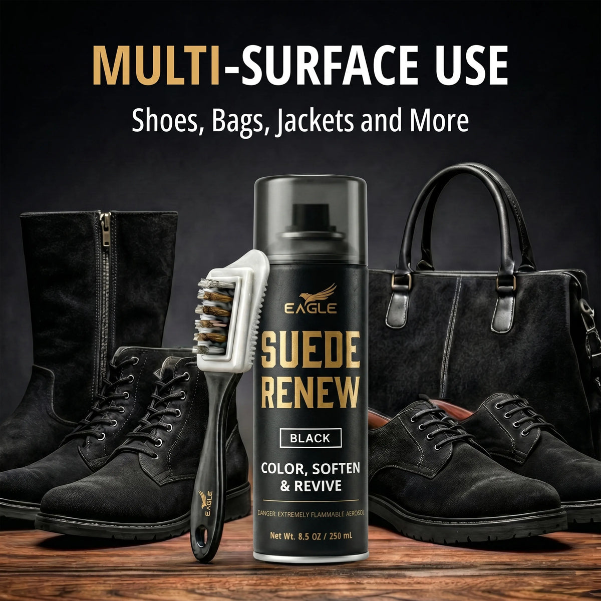 Eagle Suede Renew Color Restorer Spray Kit - Black 250mL