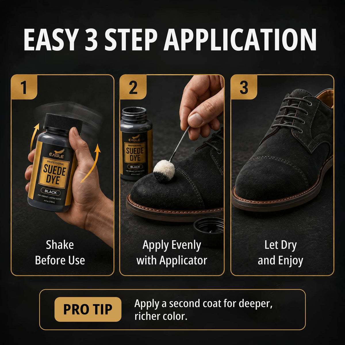 Eagle Suede Color Restorer with Built-in Applicator - Black