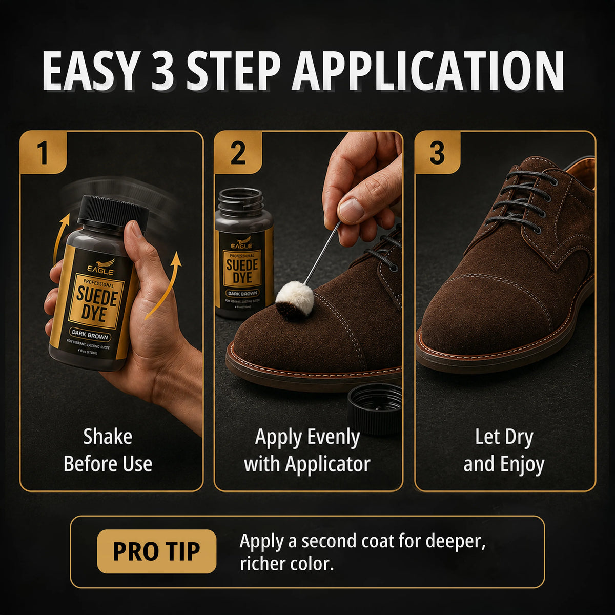Eagle Suede Color Restorer with Built-in Applicator - Dark Brown