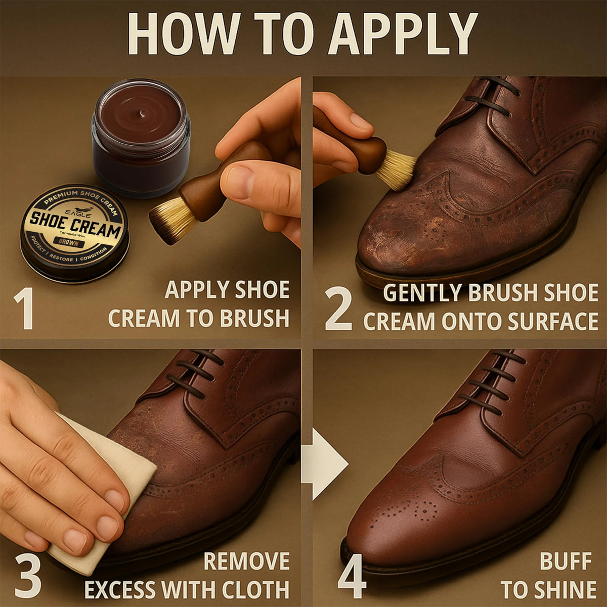 Eagle Shoe Cream Polish Kit – 3 Piece