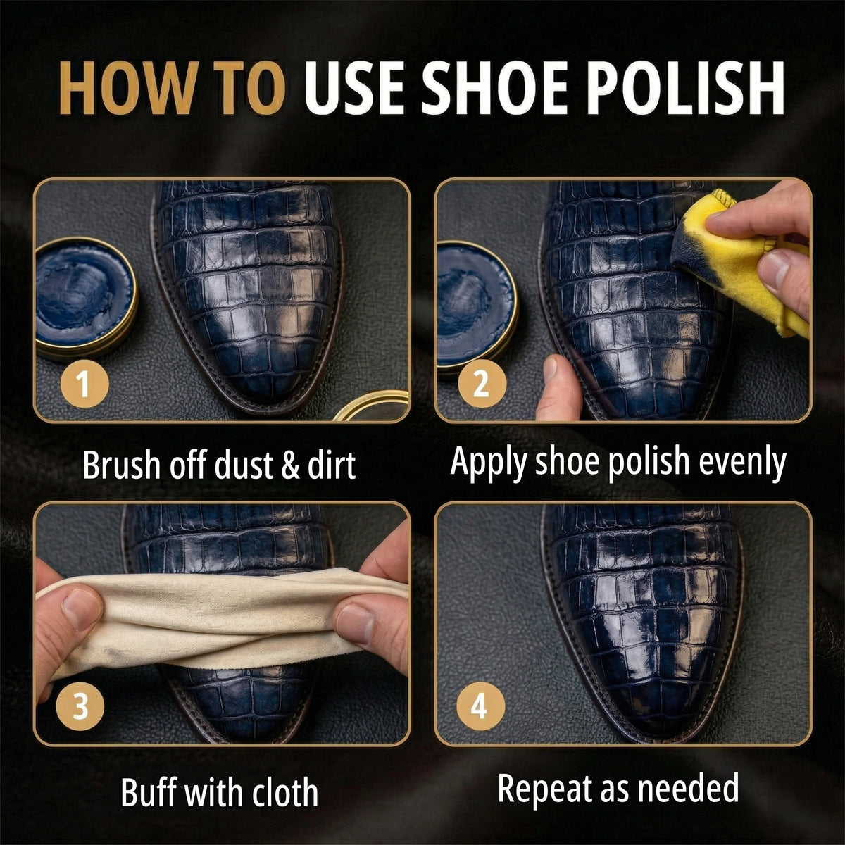 Eagle 3-Piece Shoe Polish Kit - Navy Blue