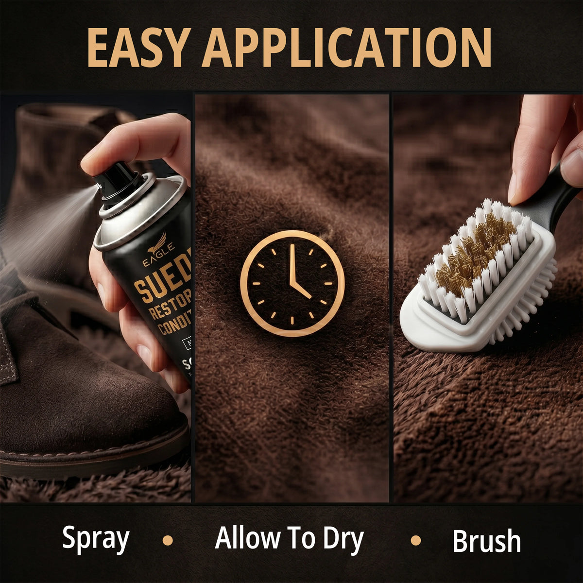 Eagle Suede Renew Color Restorer Spray Kit - Dark Brown 250mL