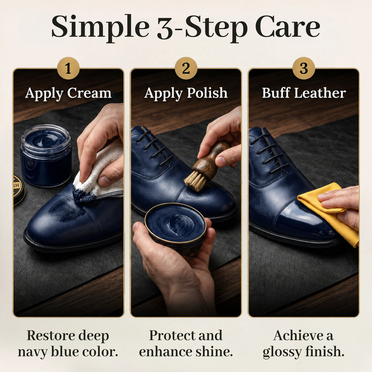 Eagle 5-Piece Shoe Shine Kit - Navy Blue
