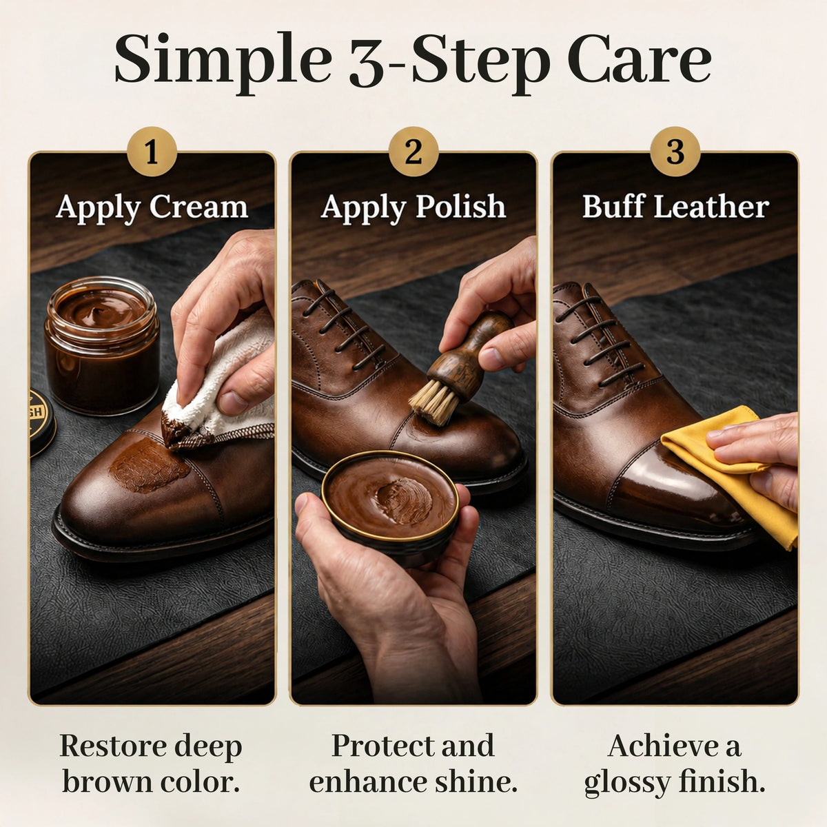 Eagle 5-Piece Shoe Shine Kit - Brown