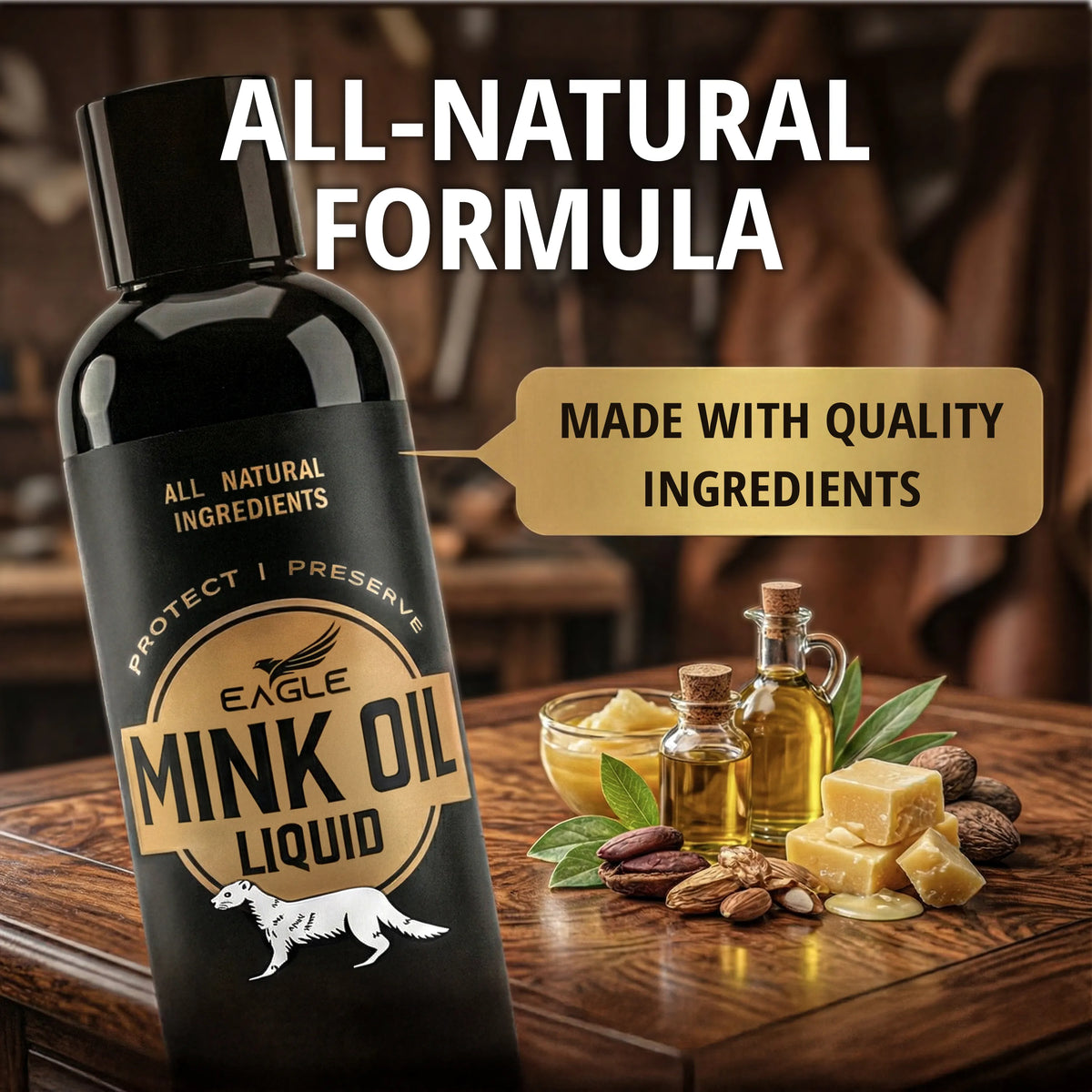 Eagle Mink Oil Liquid Leather Conditioner 8oz with Cloth