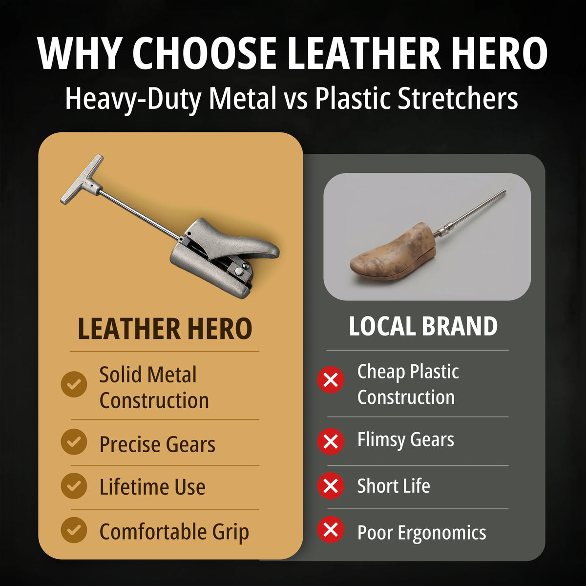Leather Hero Metal Boot Instep Stretcher & Vamp Raiser