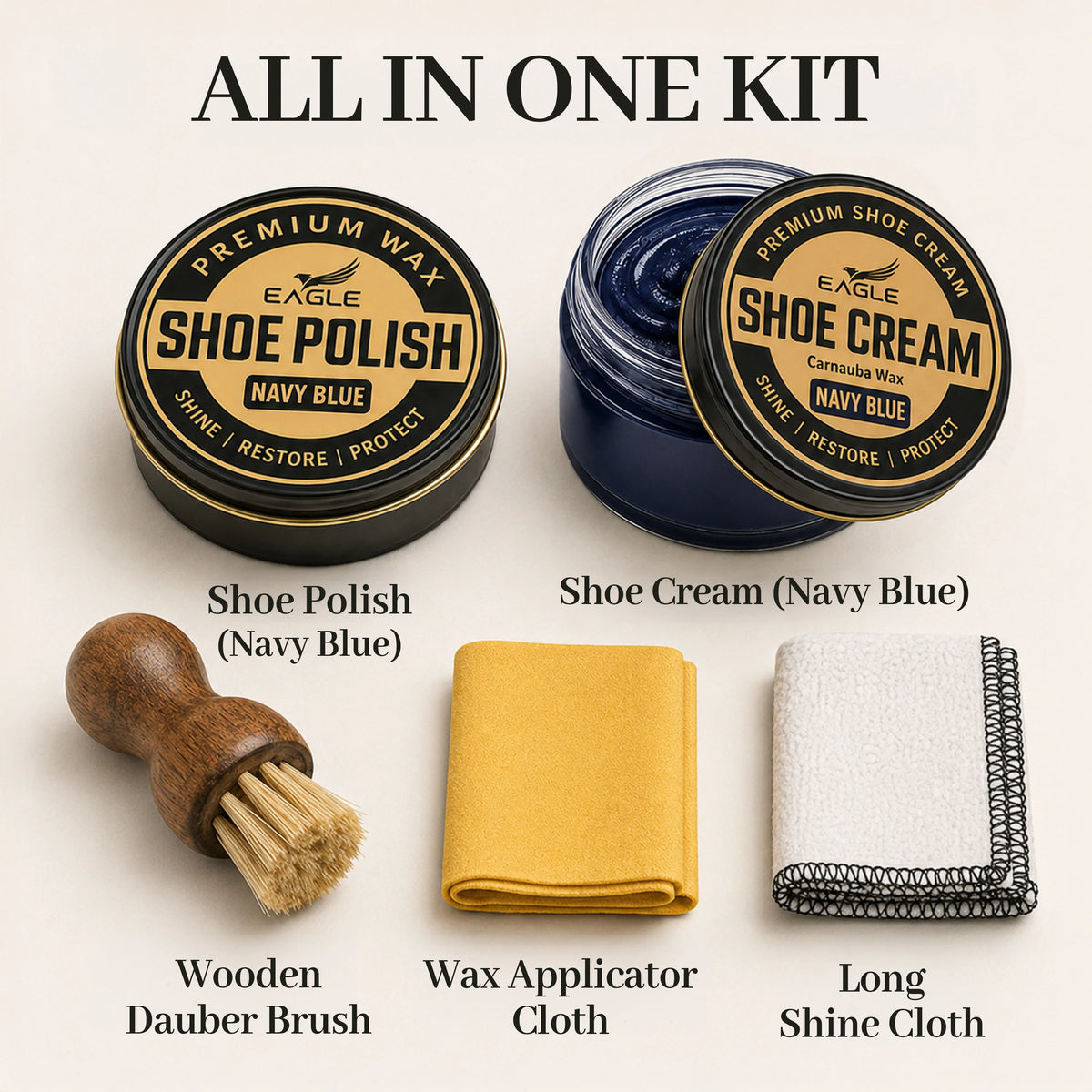 Eagle 5-Piece Shoe Shine Kit - Navy Blue