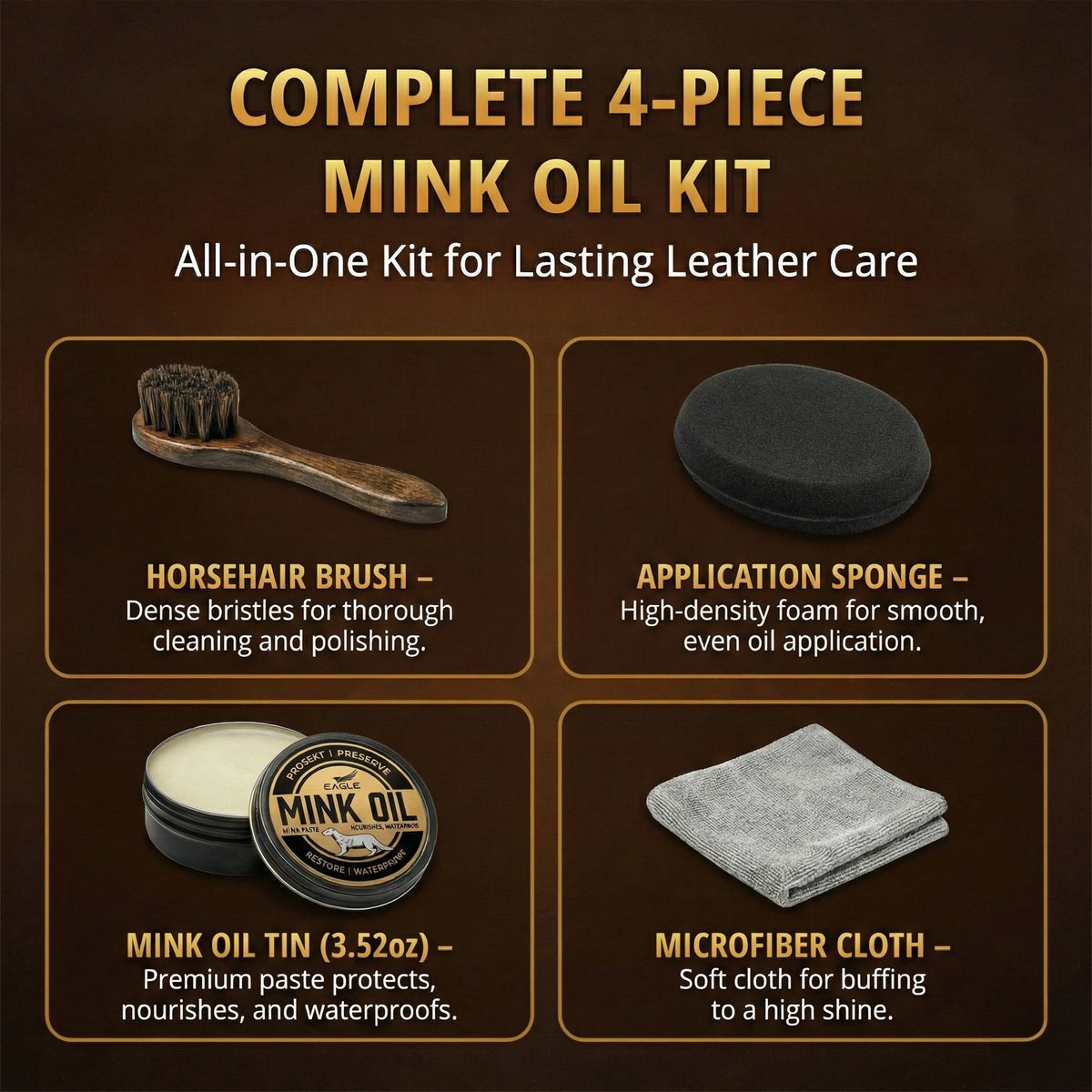 Eagle 4-in-1 Mink Oil Leather Conditioner Kit
