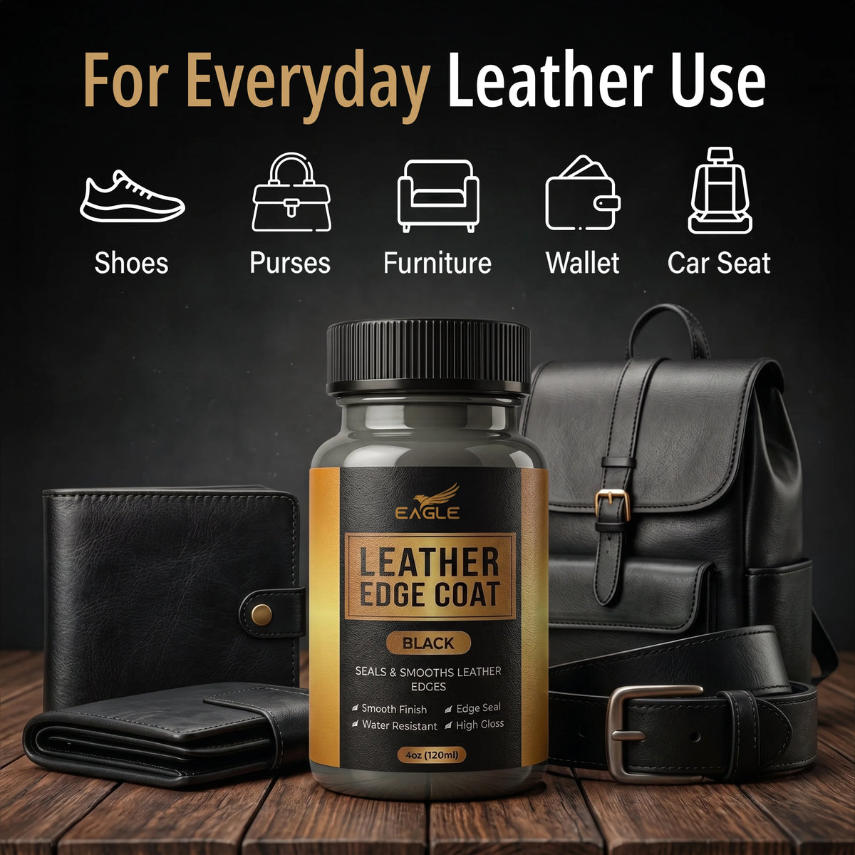 Eagle Black Leather Edge Coat