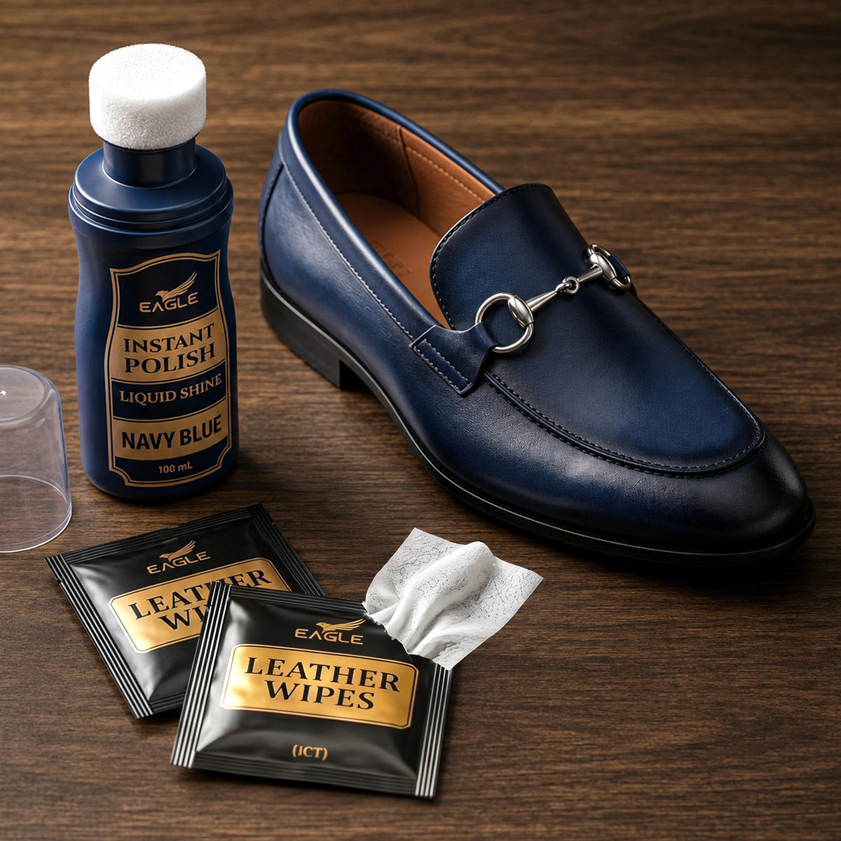 Eagle Instant Liquid Shine Polish Kit - Navy Blue