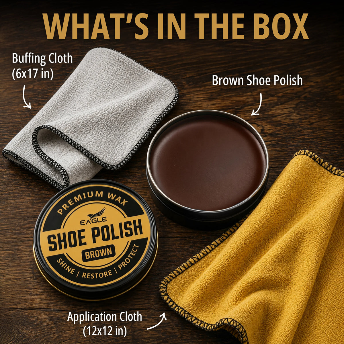 Eagle 3-Piece Shoe Polish Kit - Brown