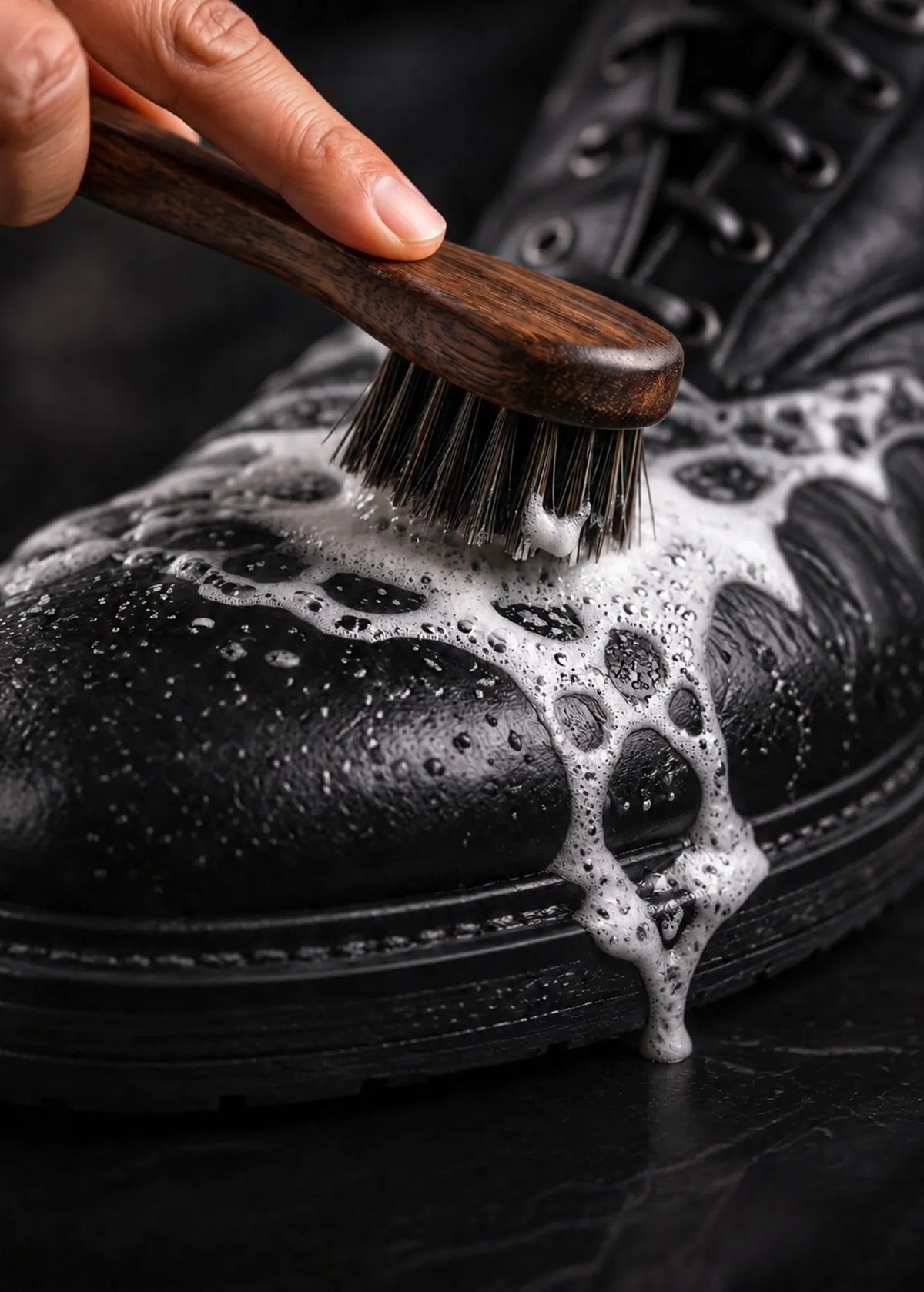 Saddle soap in use on leather