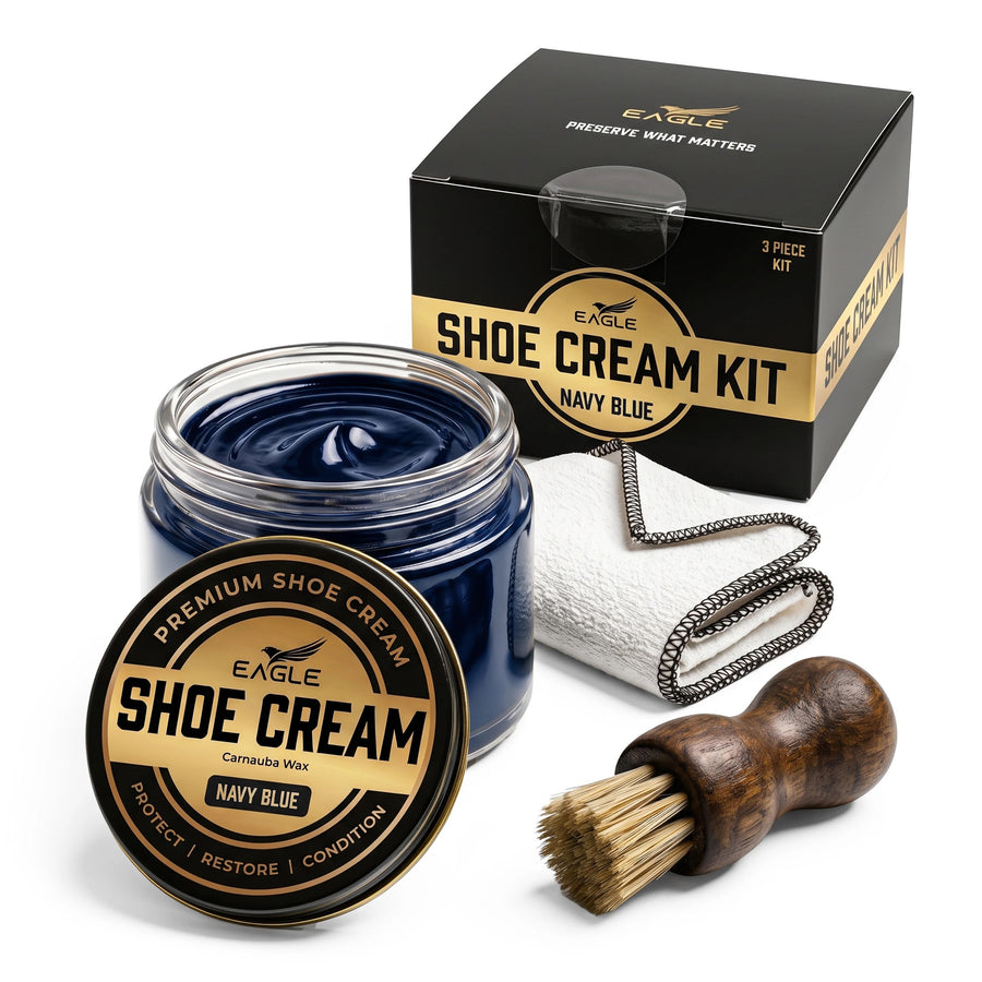 Eagle 3 Piece Shoe Cream Polish Kit - Navy Blue