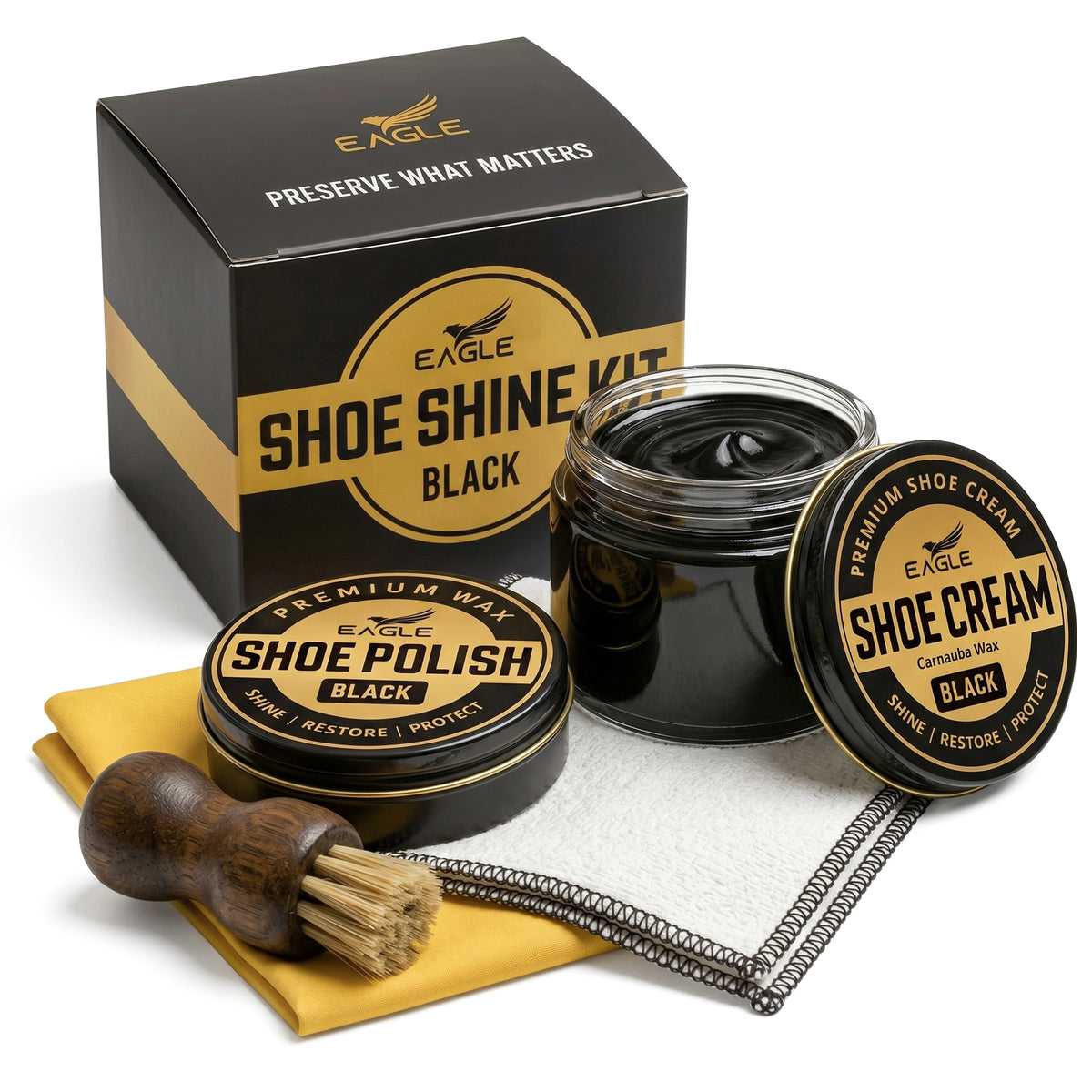 Eagle 5-Piece Shoe Shine Kit - Black