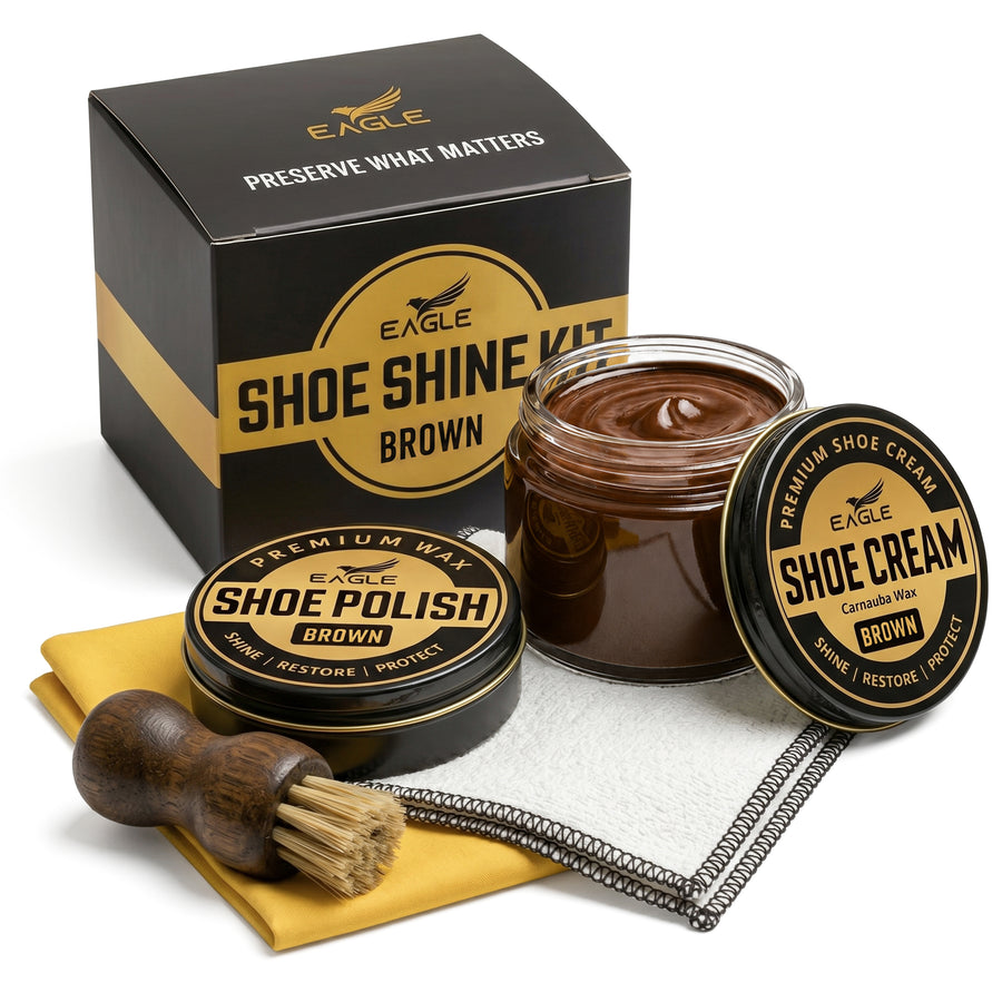 Eagle 5-Piece Shoe Shine Kit - Brown