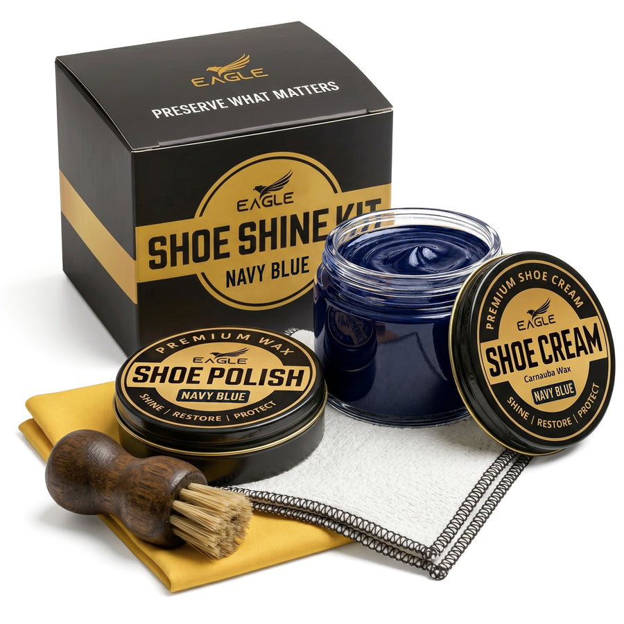 Eagle 5-Piece Shoe Shine Kit - Navy Blue