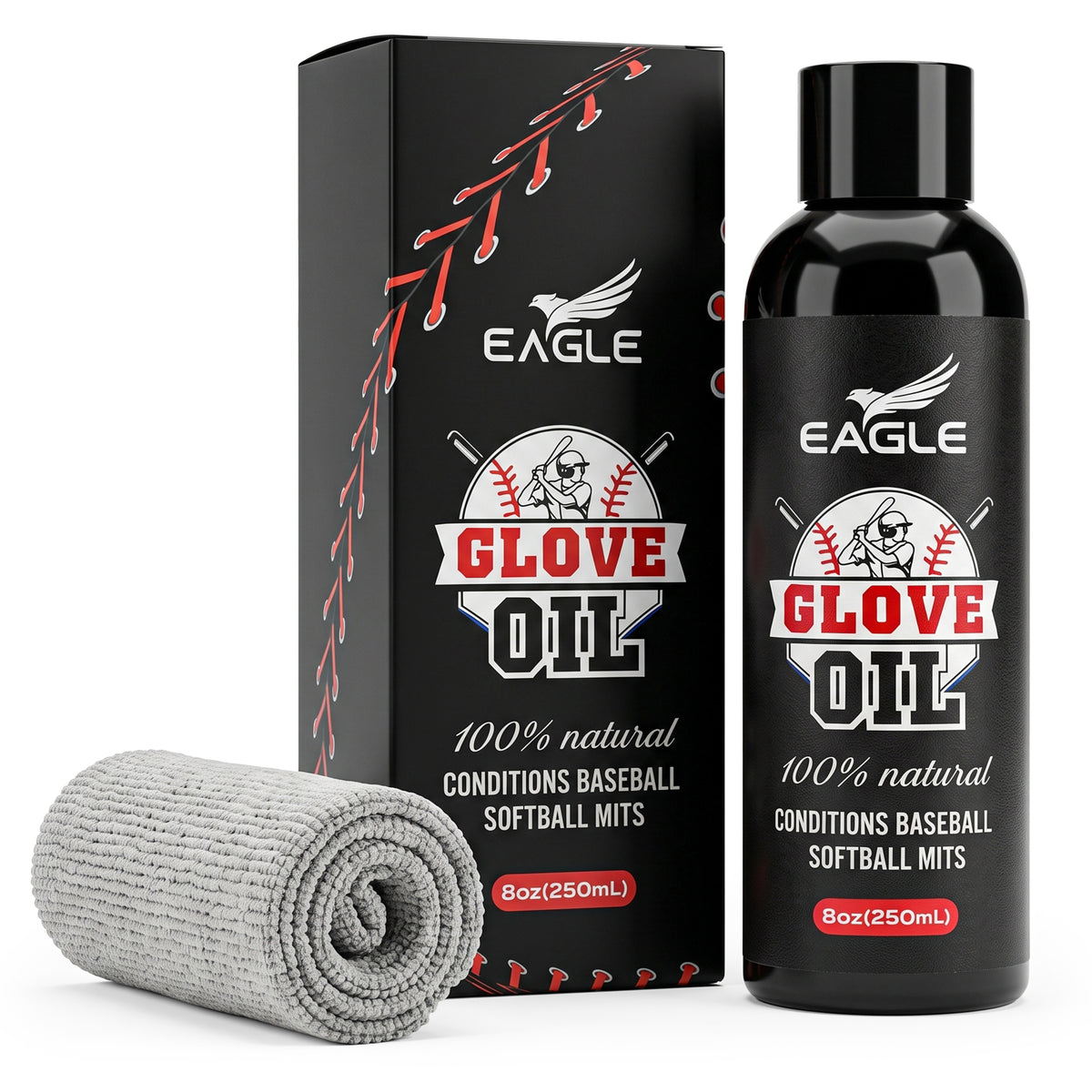 Eagle Baseball Glove Oil Conditioner with Applicator Cloth - 250mL (8.45oz)