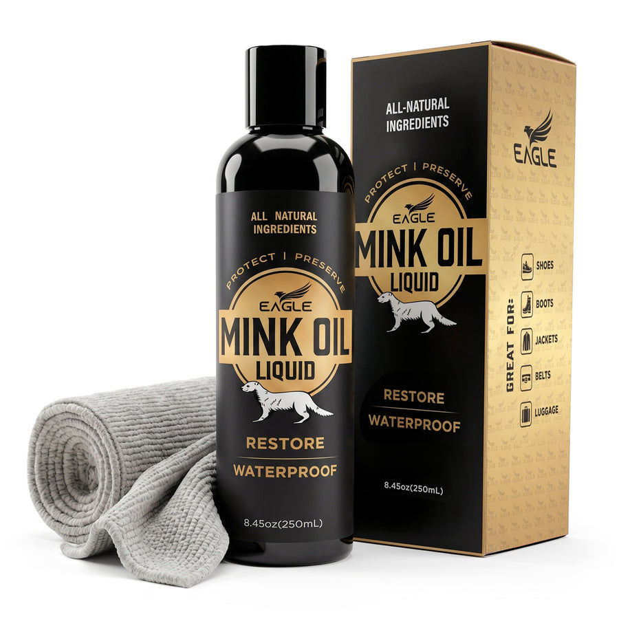 Eagle Mink Oil Liquid Leather Conditioner 8oz with Cloth