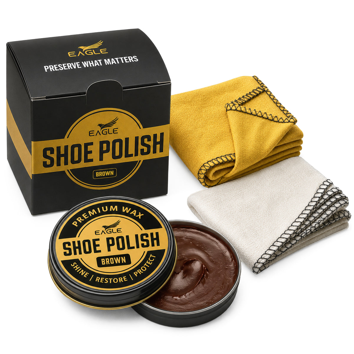 Eagle 3-Piece Shoe Polish Kit - Brown